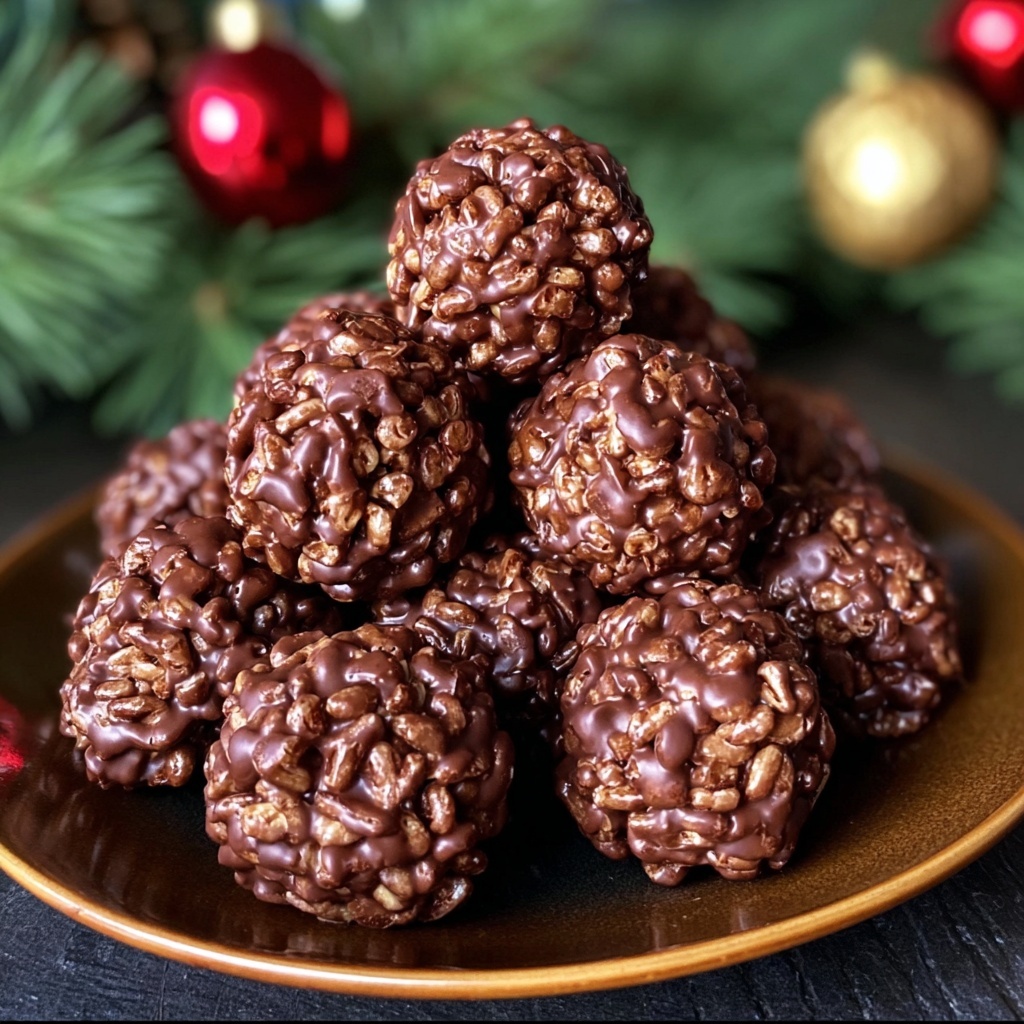 Christmas Chocolate Rice Krispie Balls Recipe - Recipe Image