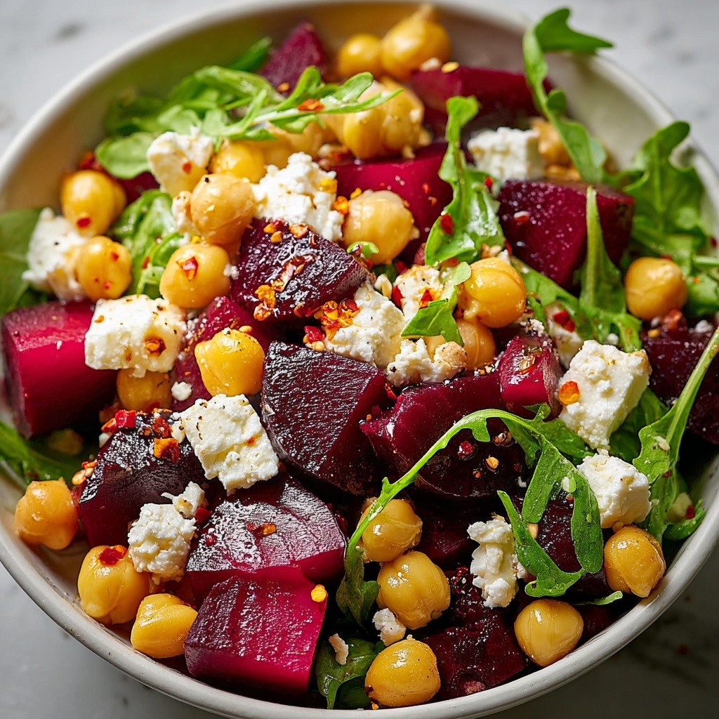 Chickpea, Beet & Feta Salad with Lemon-Garlic Vinaigrette Recipe - Recipe Image
