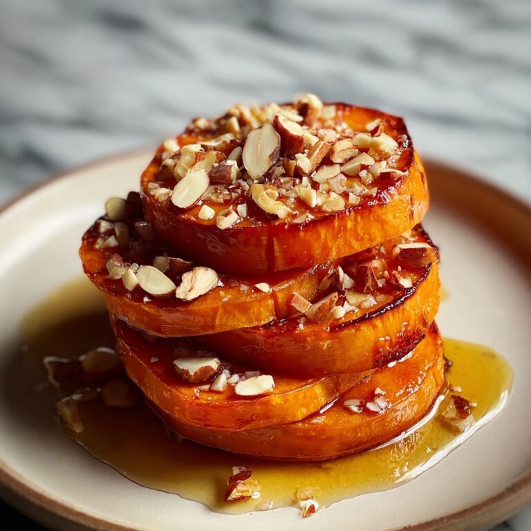 Sticky Maple Sweet Potato Stacks with Garlic & Almond Butter Recipe