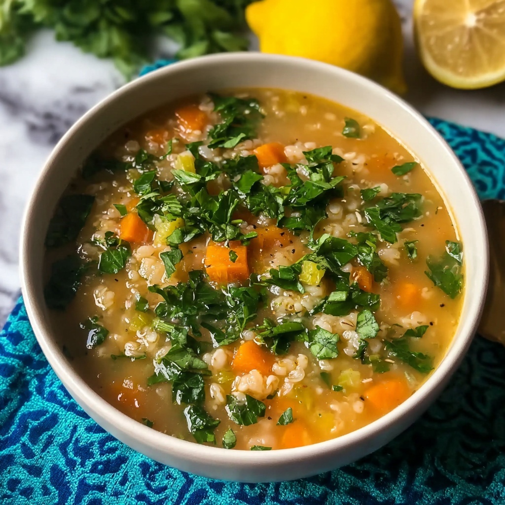 Lentil and Bulgur Soup with Lemon and Parsley Recipe - Recipe Image