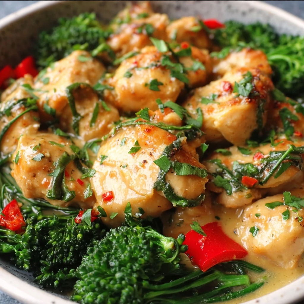 Garlic Chicken with Broccoli & Spinach Recipe - Recipe Image