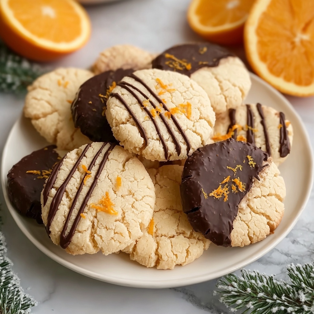 Chocolate Dipped Orange Shortbread Cookies Recipe - Recipe Image