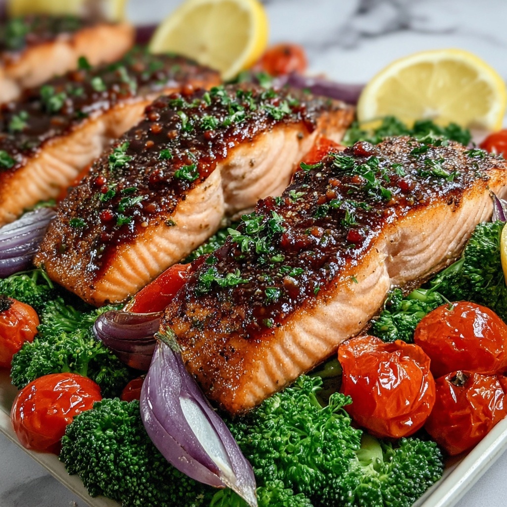 Dijon Salmon with Roasted Vegetables Recipe - Recipe Image