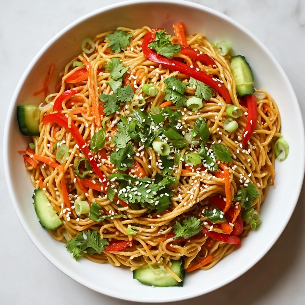 Garlic Noodle Salad with Fresh Vegetables Recipe - Recipe Image