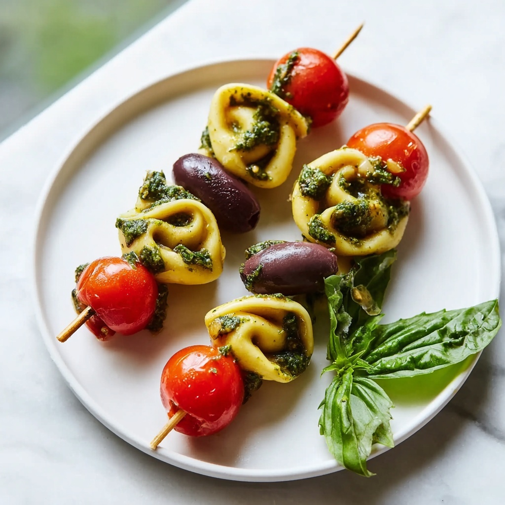 Tortellini Pesto Olive Skewers Recipe - Recipe Image