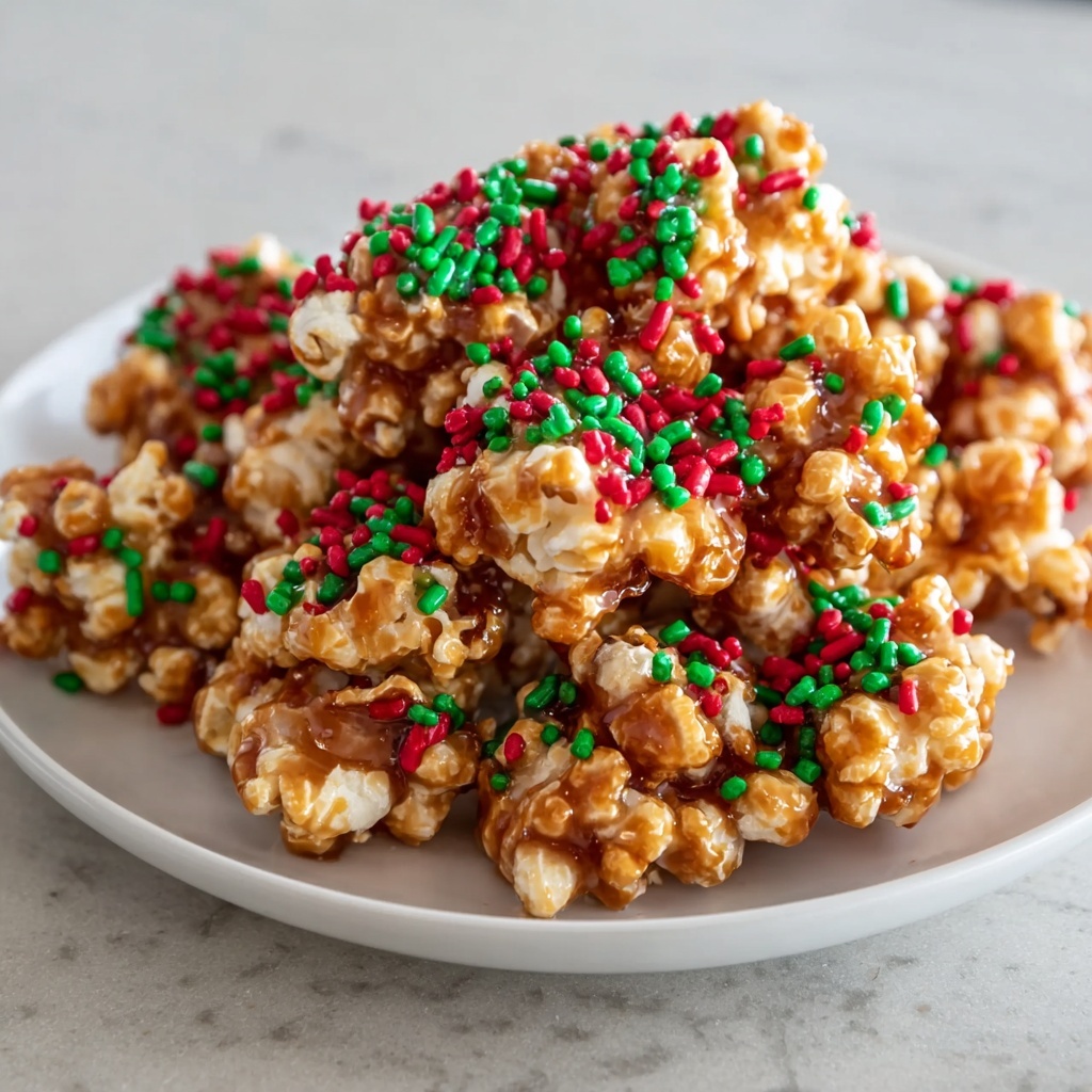 Popcorn Clusters with Festive Red and Green Sprinkles Recipe - Recipe Image