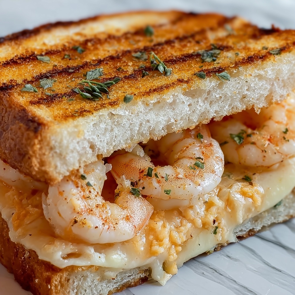 Shrimp Grilled Cheese with Garlic Bread Recipe - Recipe Image
