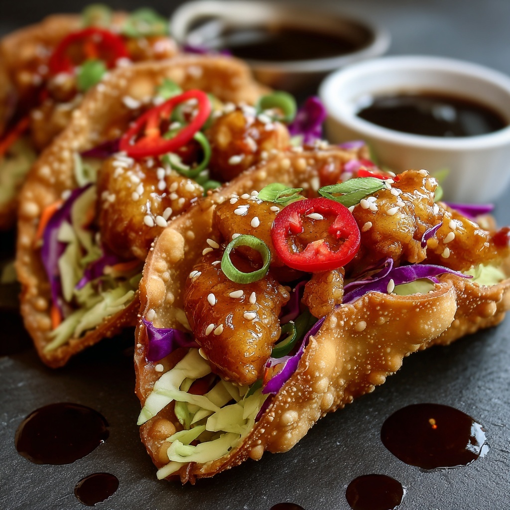 Crispy Chicken Wonton Tacos Recipe - Recipe Image