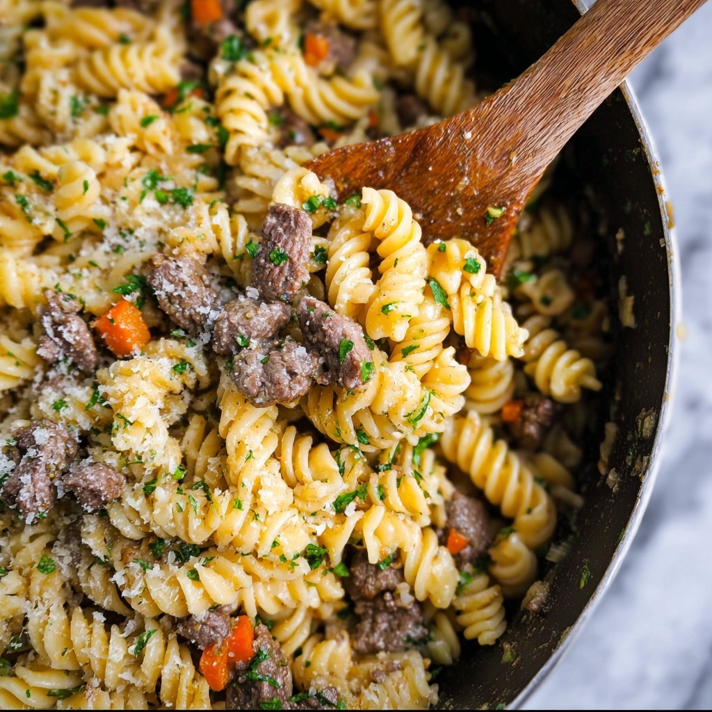 One Pot Beef and Garlic Butter Pasta Recipe - Recipe Image