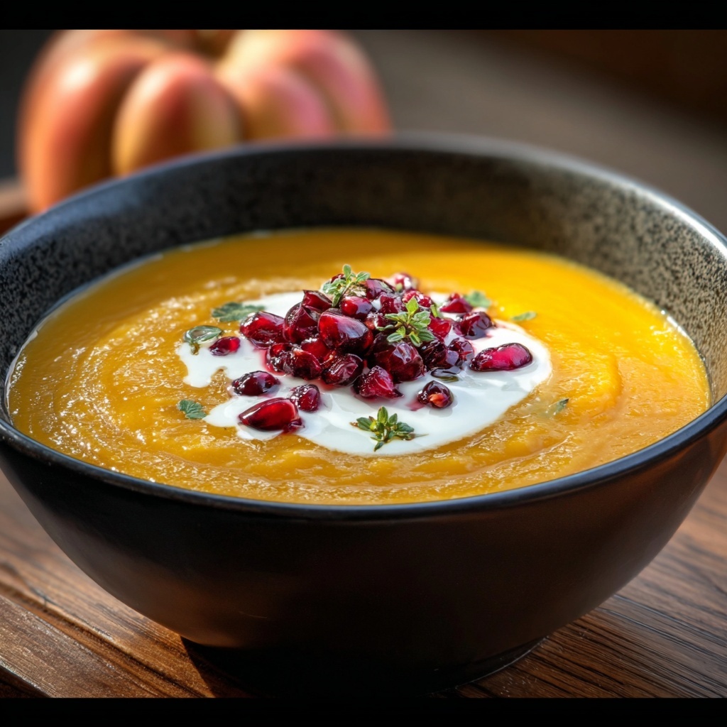 Roasted Butternut Squash Soup with Cream Cheese and Cranberries Recipe - Recipe Image