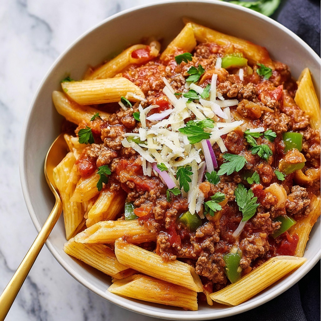 Instant Pot Enchilada Pasta with Ground Beef and Bell Peppers Recipe - Recipe Image