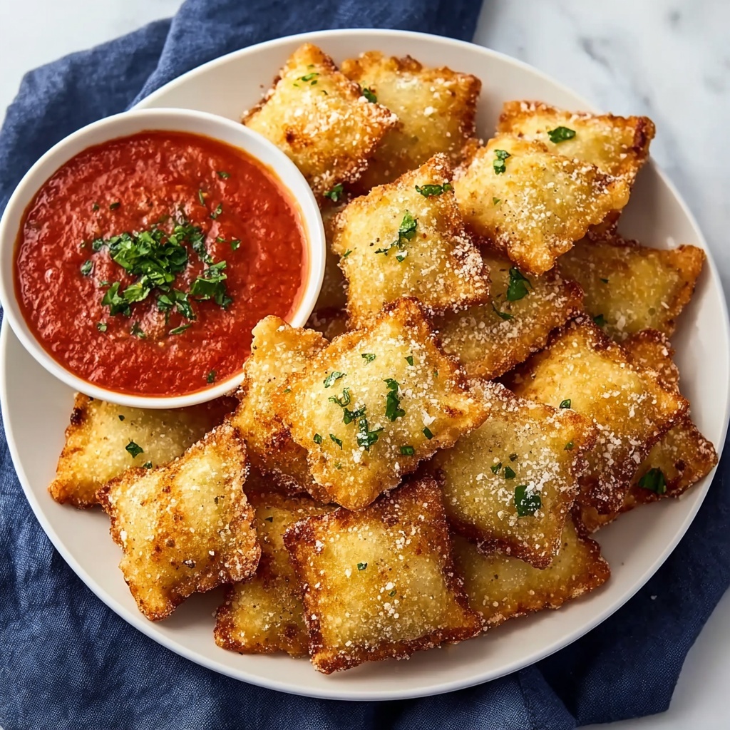 Air Fryer Crispy Ravioli with Parmesan and Marinara Recipe - Recipe Image
