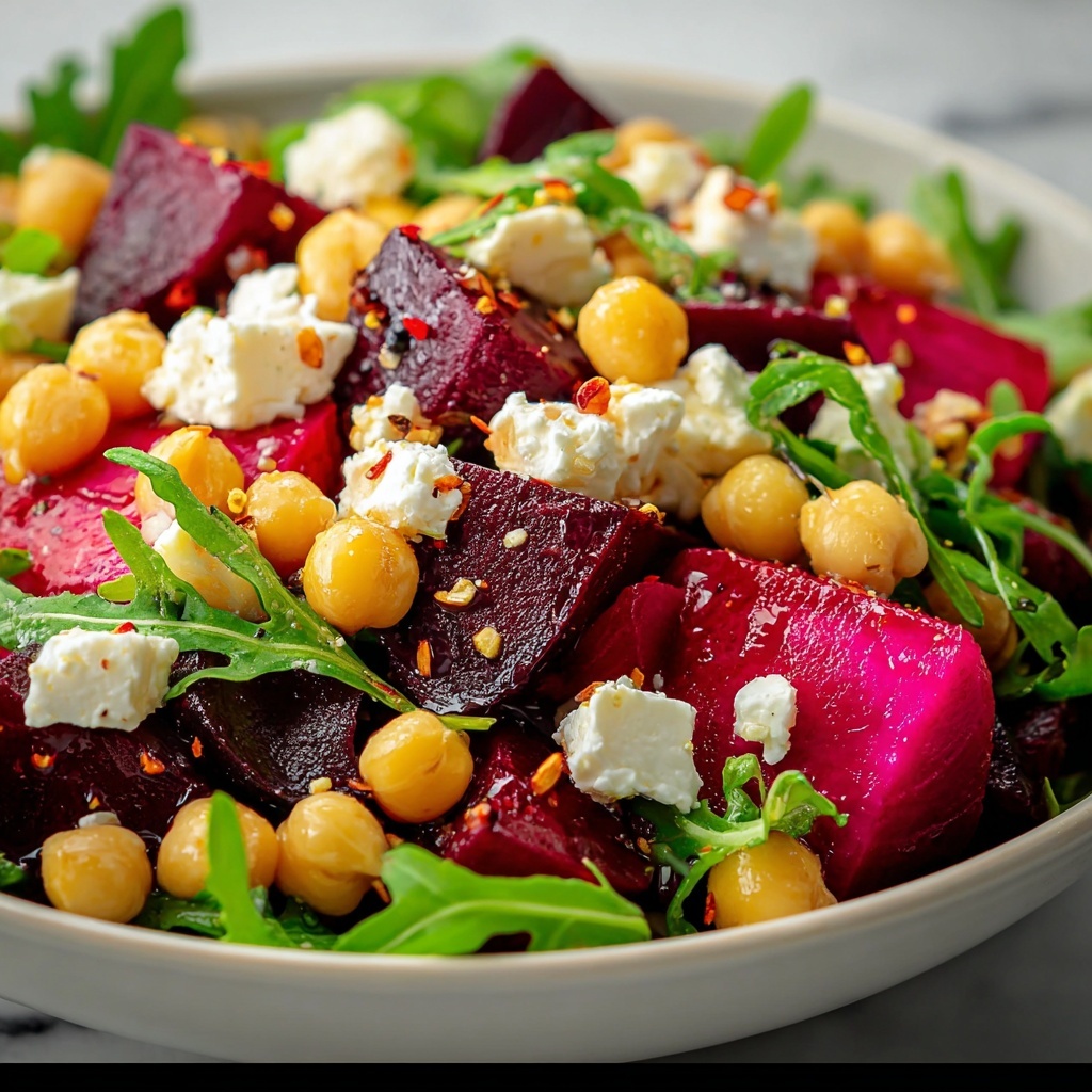 Chickpea, Beet & Feta Salad with Lemon-Garlic Vinaigrette Recipe - Recipe Image