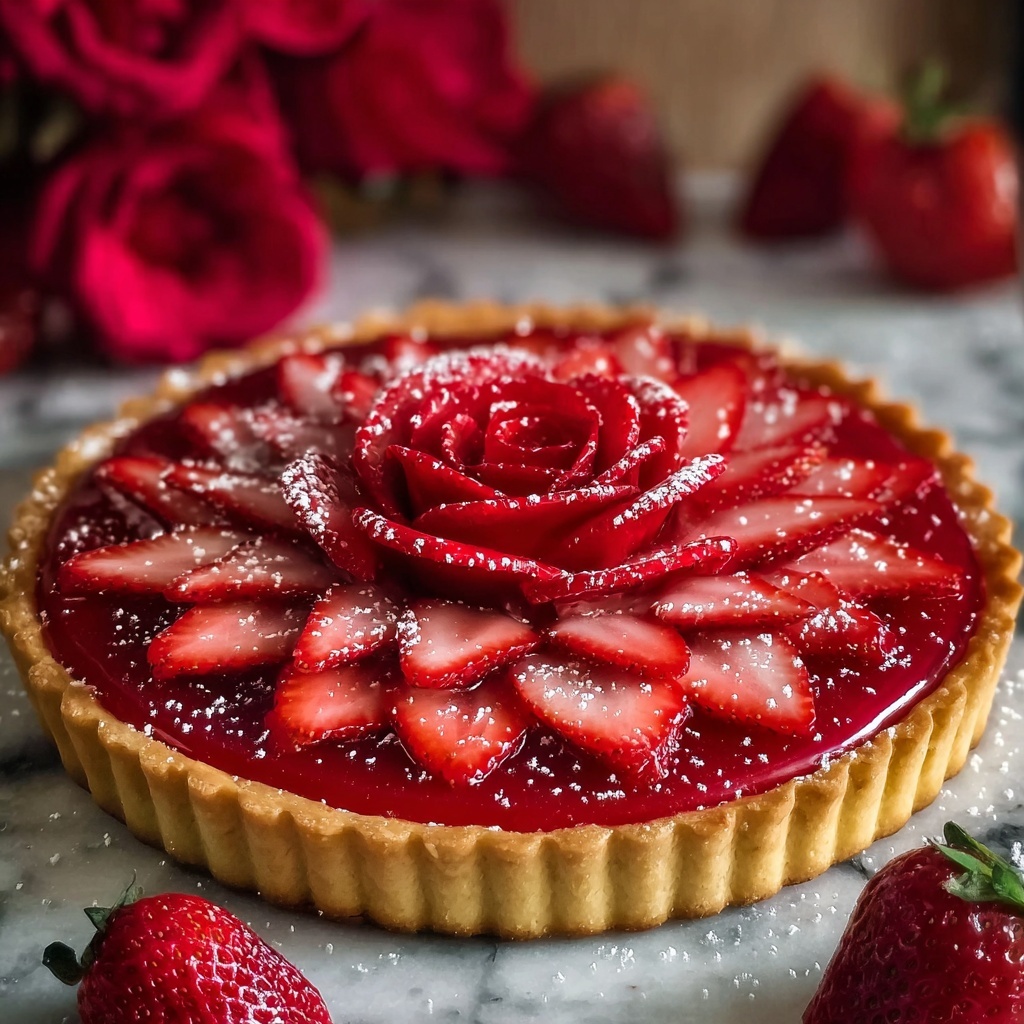 Strawberry Rose Tart with Custard Cream Recipe - Recipe Image