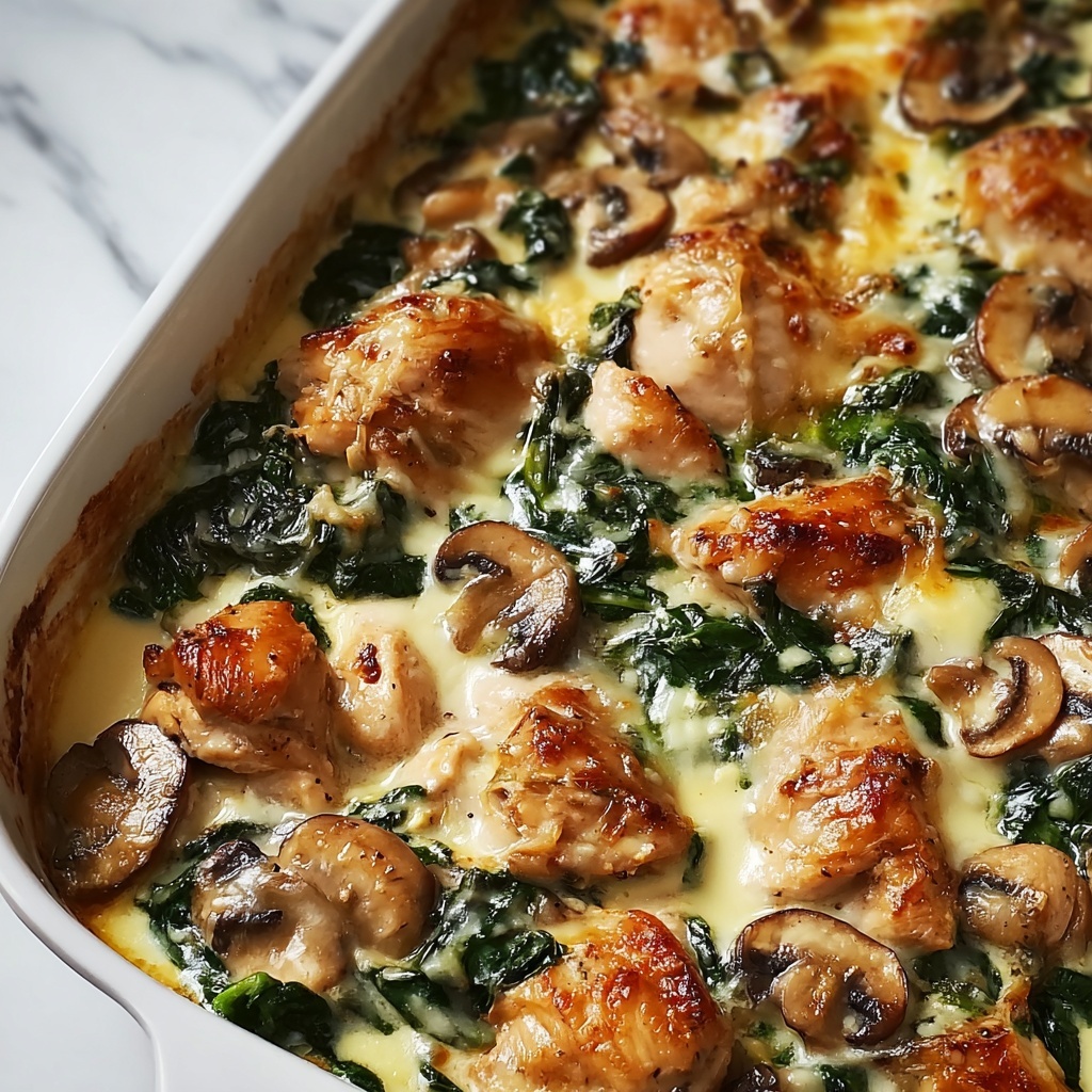 Chicken, Spinach, and Mushroom Low Carb Oven Dish Recipe - Recipe Image