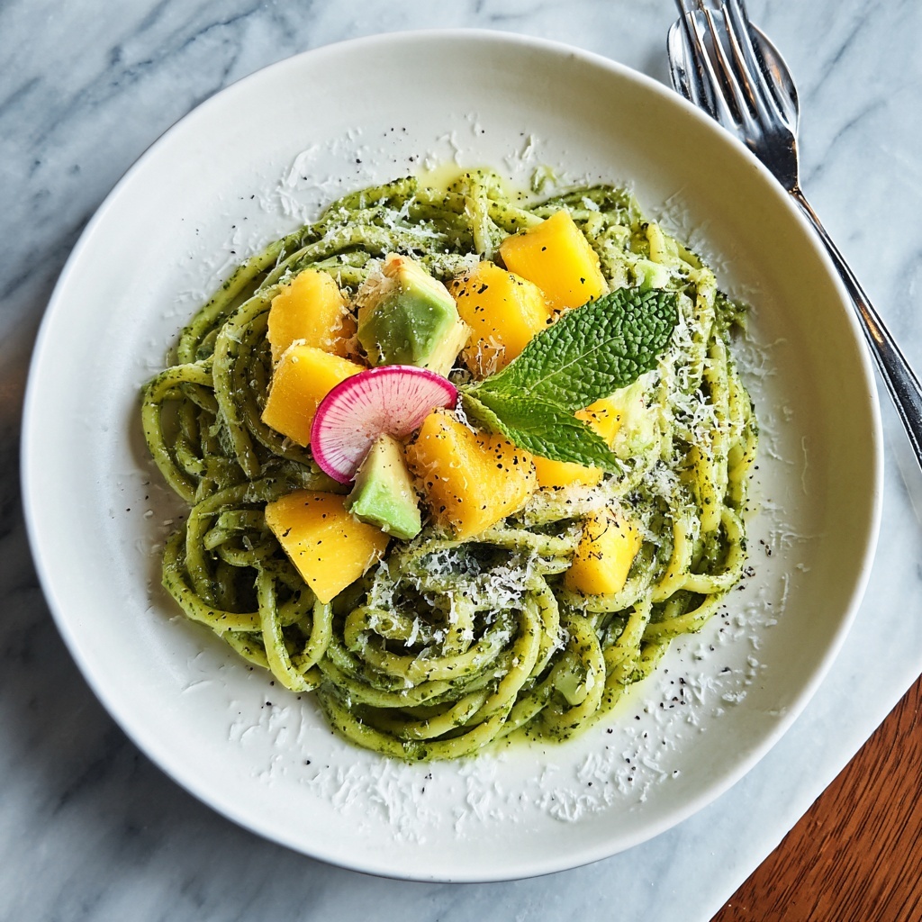 Zoodles with Avocado and Mango Sauce Recipe - Recipe Image