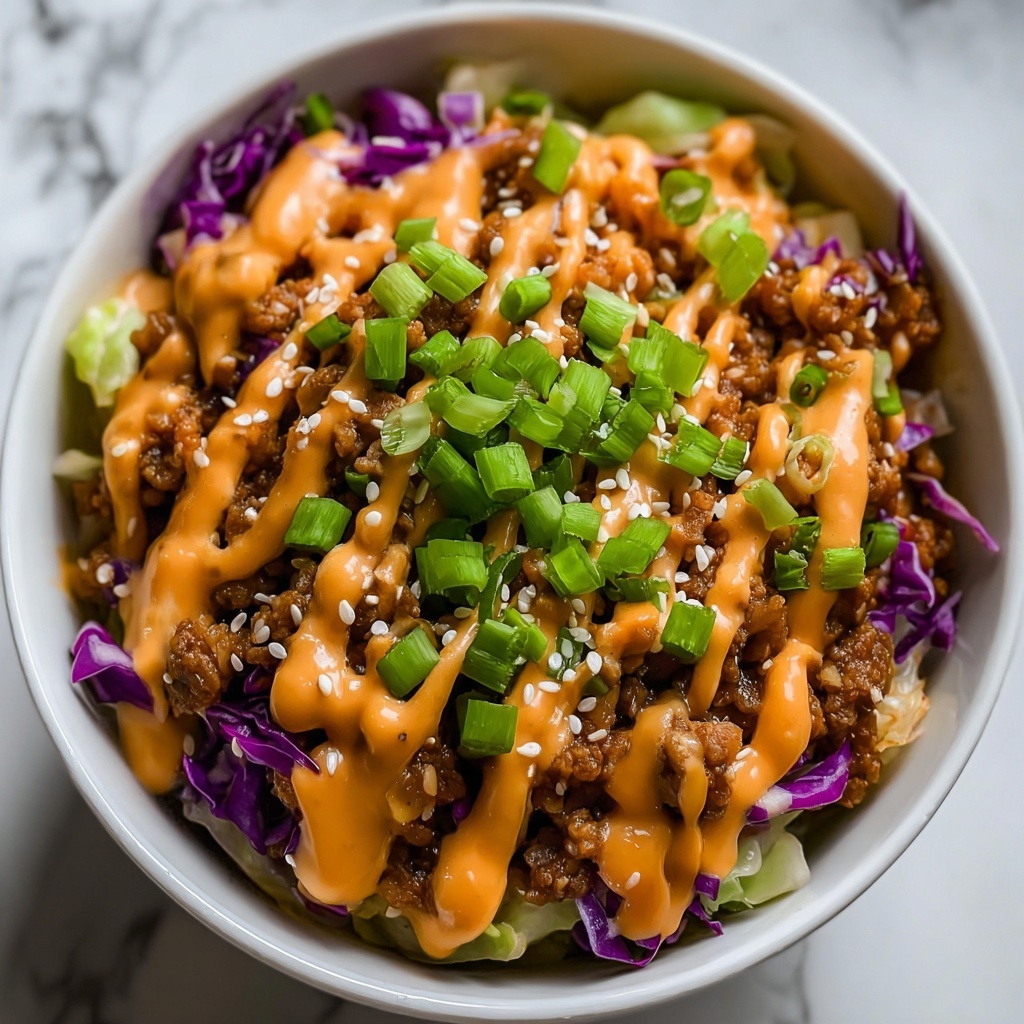 Asian-Inspired Egg Roll in a Bowl with Creamy Chili Sauce Recipe - Recipe Image