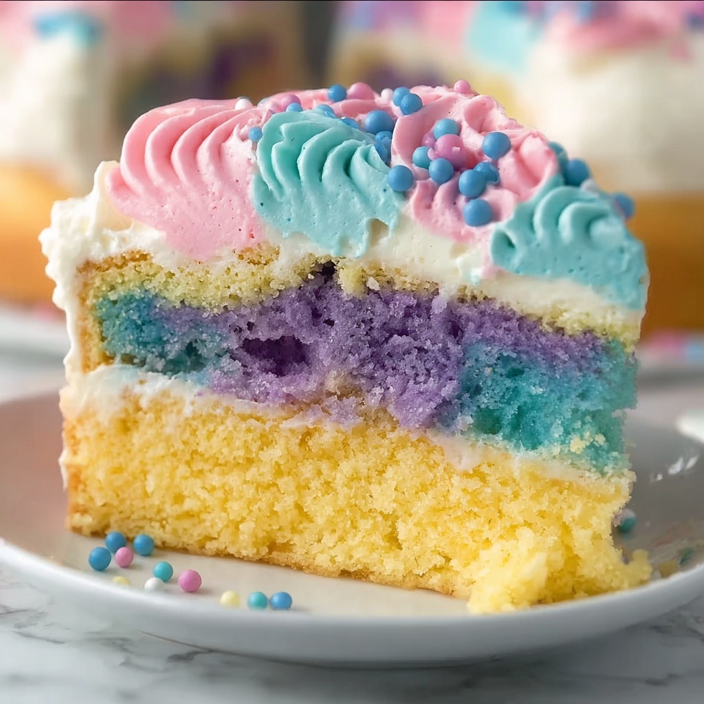 Unicorn Rainbow Jell-O Poke Cake Recipe - Recipe Image