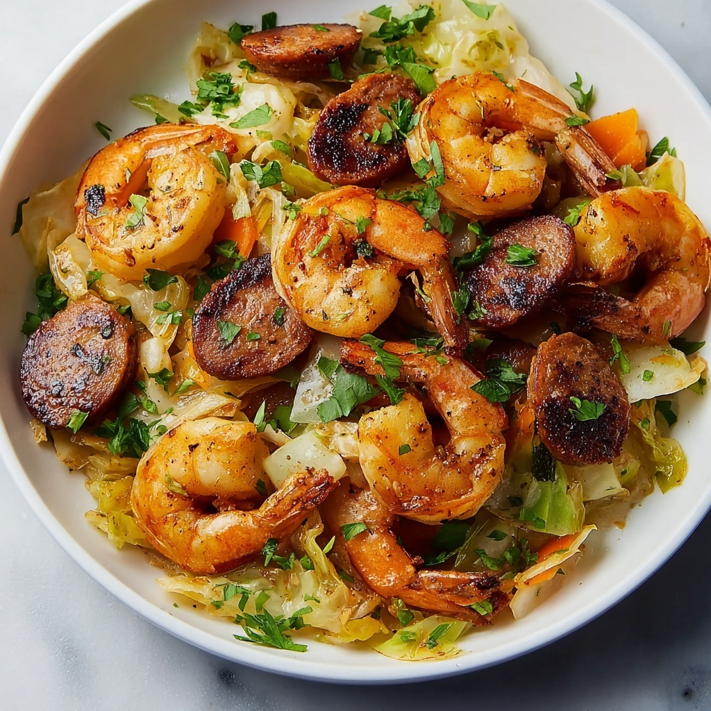 Fried Cabbage with Shrimp & Sausage Recipe - Recipe Image