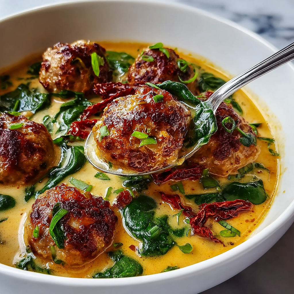Creamy Tuscan Turkey Meatball Soup Recipe - Recipe Image
