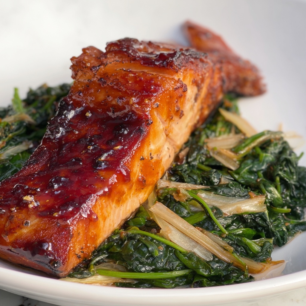 Miso Salmon on Sautéed Spinach Recipe - Recipe Image