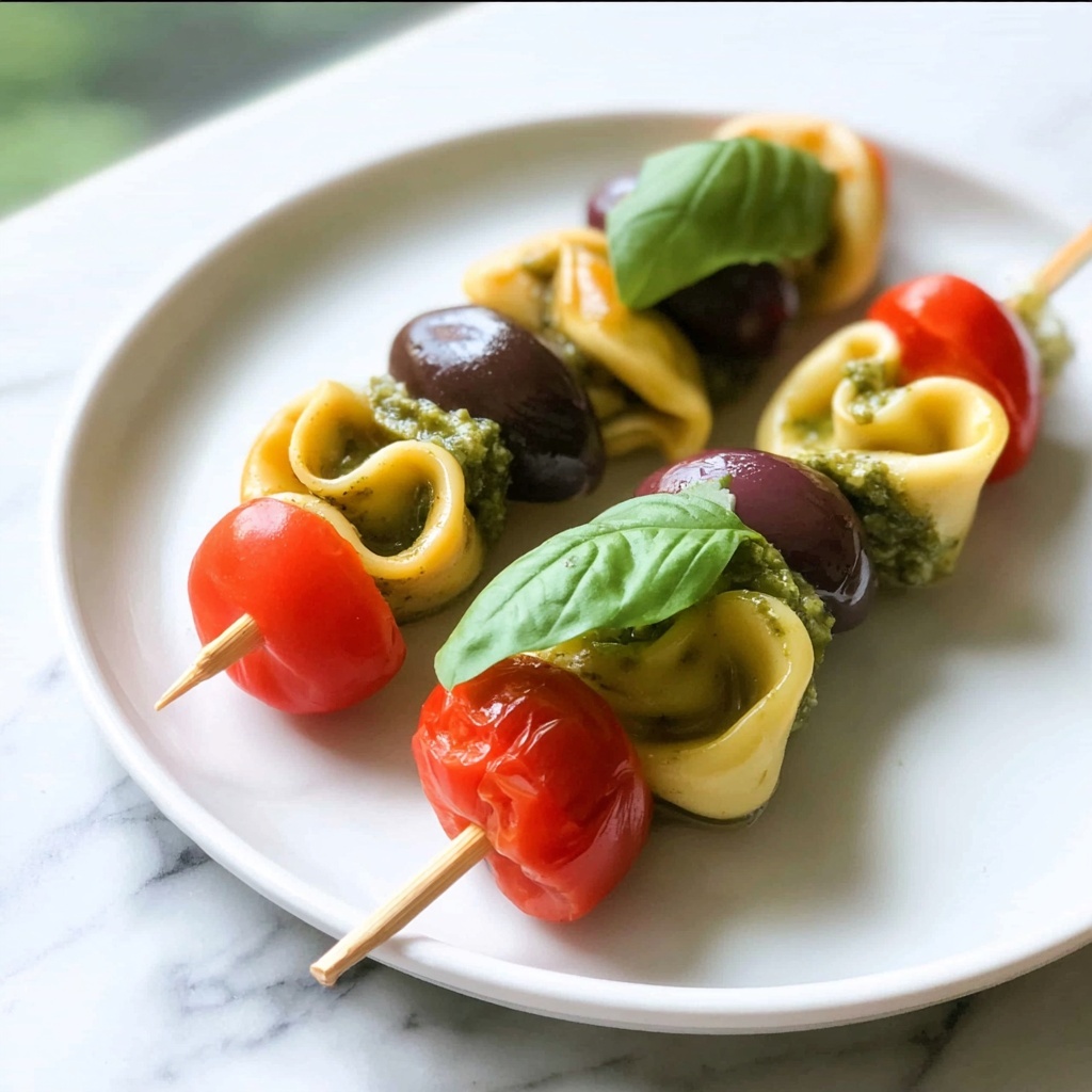 Tortellini Pesto Olive Skewers Recipe - Recipe Image