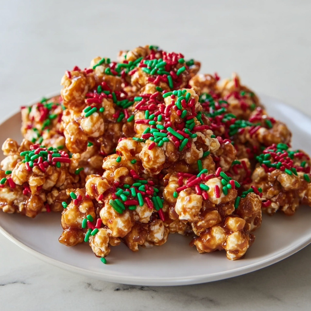 Popcorn Clusters with Festive Red and Green Sprinkles Recipe - Recipe Image
