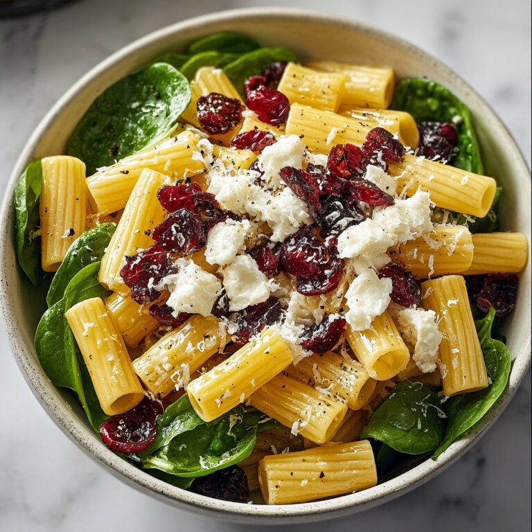 Feta & Cranberry Rigatoni Salad with Lemon Vinaigrette Recipe