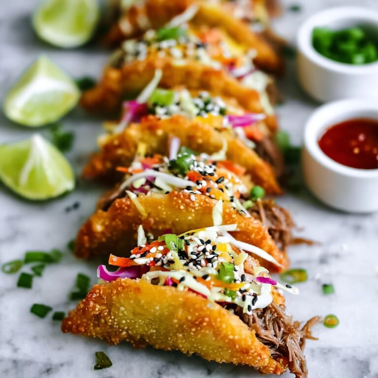 Chicken Wonton Tacos with Asian Slaw Recipe