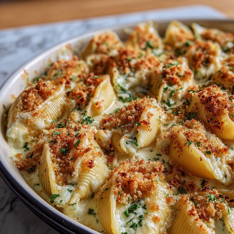 Garlic Butter Chicken Alfredo Stuffed Shells Recipe