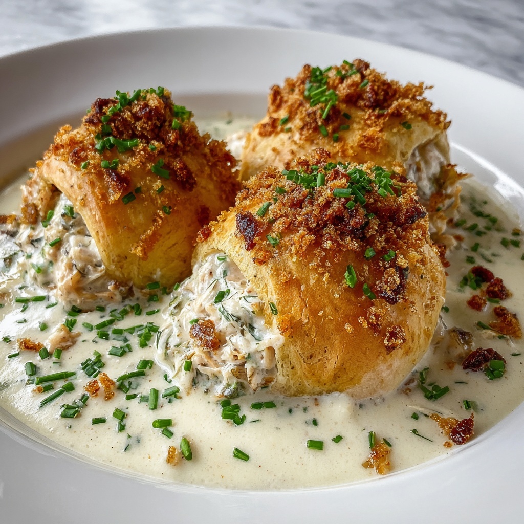 Chicken Pillows with Creamy Parmesan Sauce Recipe - Recipe Image