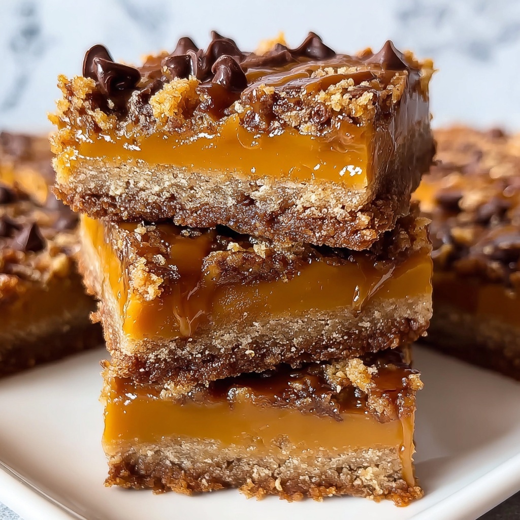 Chocolate Caramel Oatmeal Cookie Bars Recipe - Recipe Image