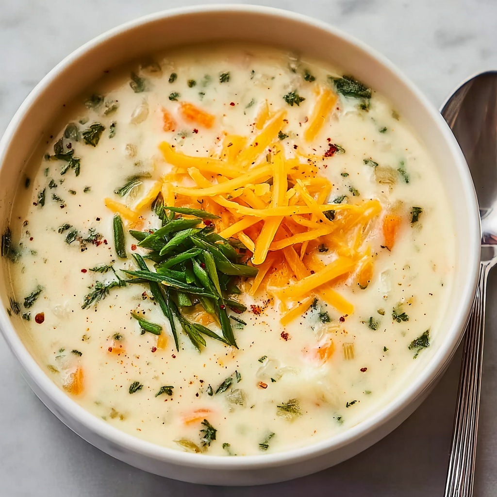 Creamy Potato and Carrot Soup with Cheddar and Green Onions Recipe - Recipe Image