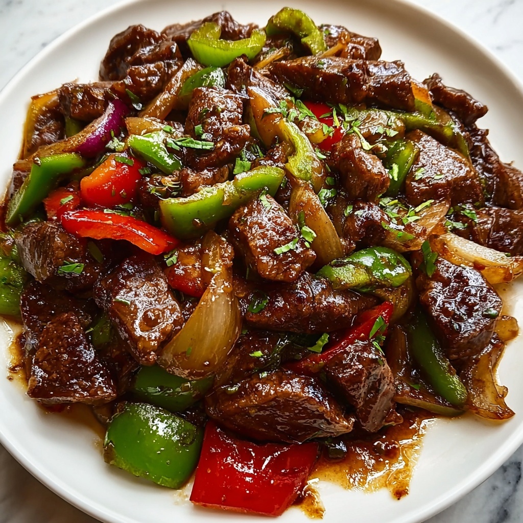 Pepper Steak with Bell Peppers and Onion Recipe - Recipe Image