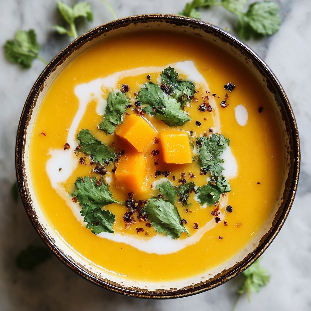 Spiced Butternut Squash and Sweet Potato Soup Recipe - Recipe Image