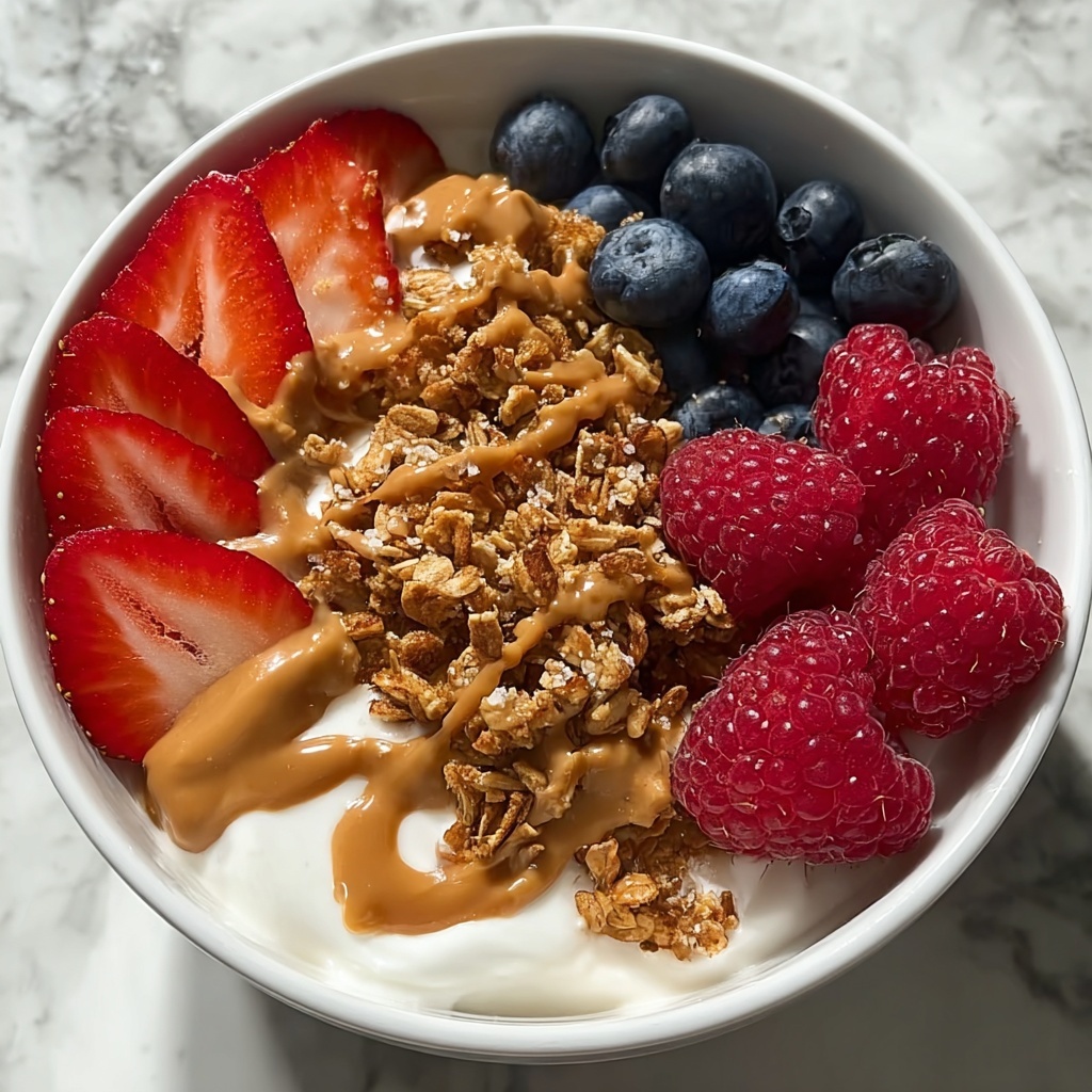 Healthy Greek Yogurt Bowl with Berries, Nut Butter, and Granola Recipe - Recipe Image