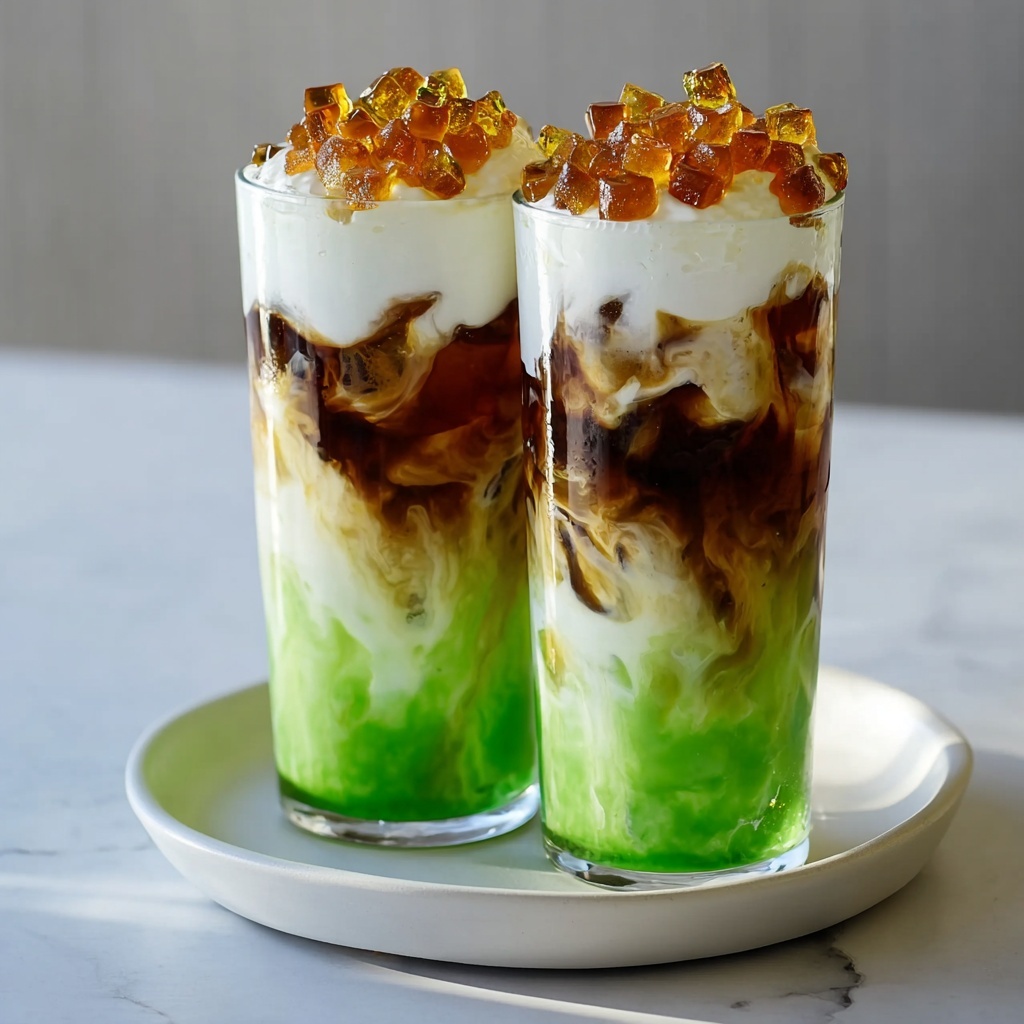 Caramel Brulée Iced Matcha Coffee Recipe - Recipe Image