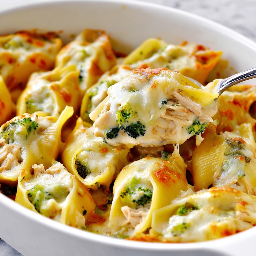 Chicken and Broccoli Alfredo Stuffed Shells Recipe - Recipe Image