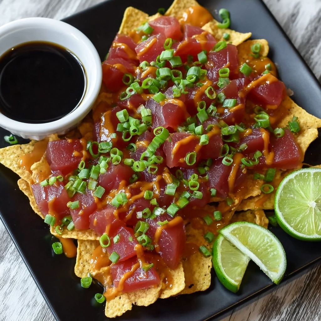 Tuna Poke Nachos with Crispy Wonton Chips Recipe - Recipe Image