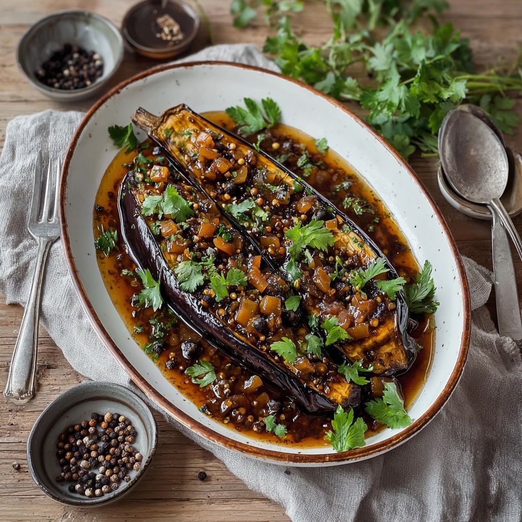 Sticky Garlic Eggplant Recipe - Recipe Image
