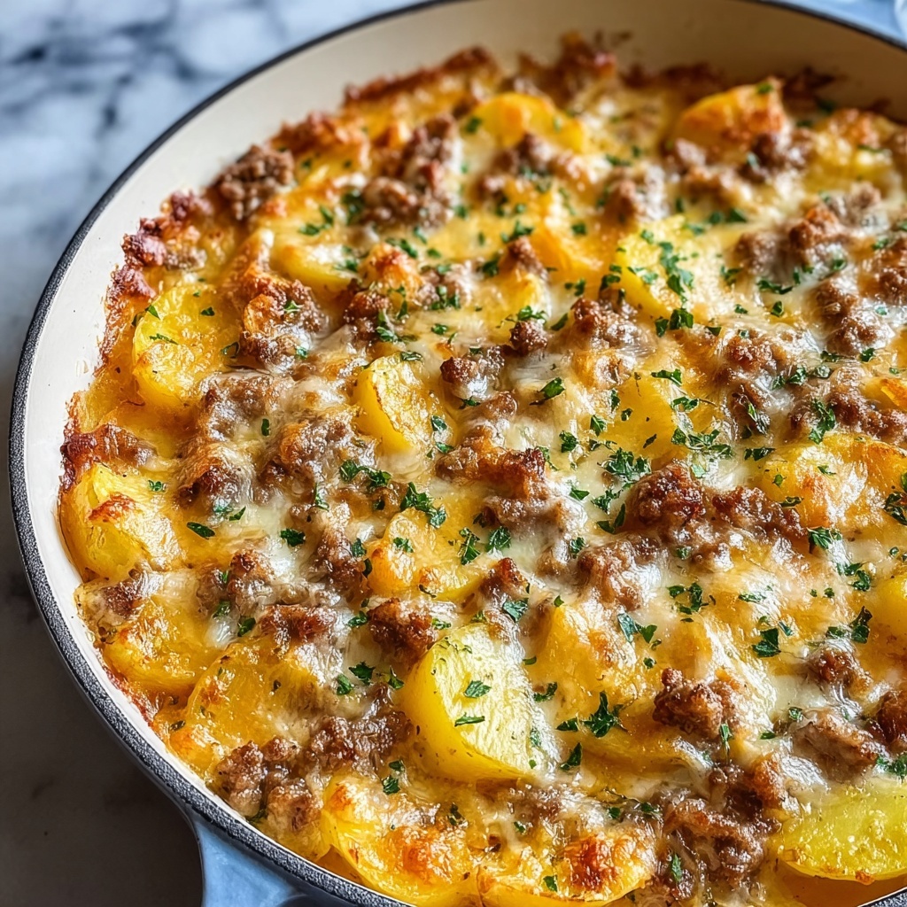 One-Pan Creamy Meat & Potato Skillet Recipe - Recipe Image