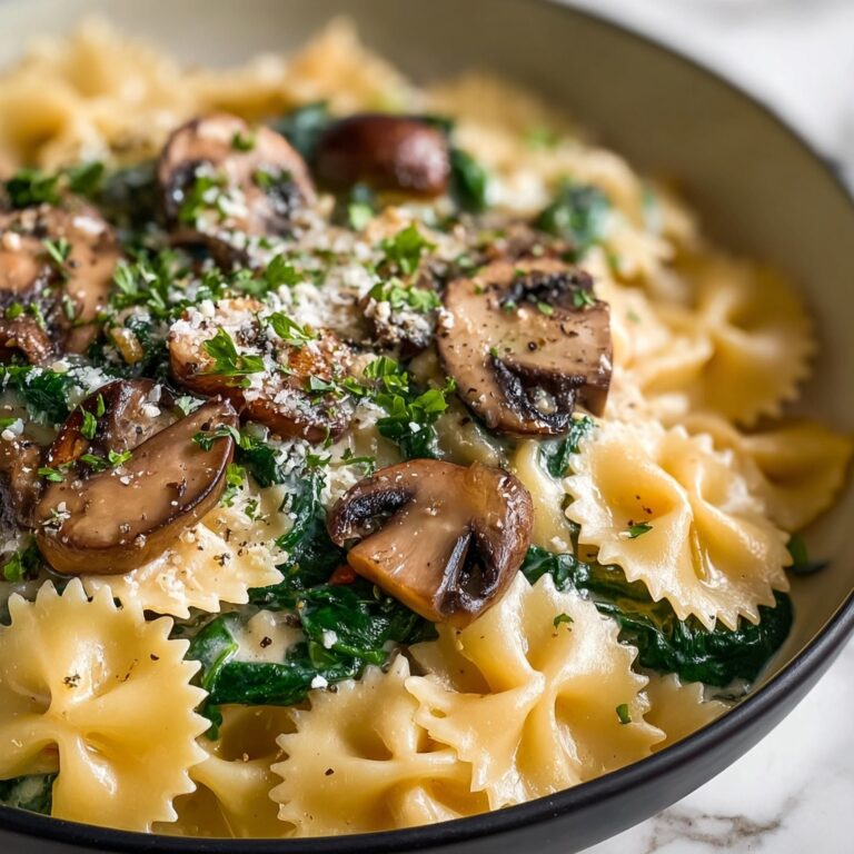 Parmesan Spinach Mushroom Pasta Skillet Recipe