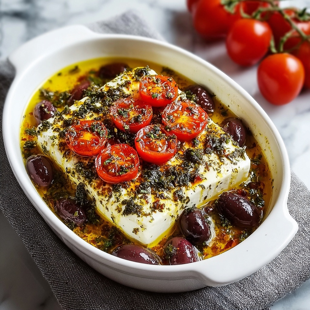 Baked Feta with Tomatoes and Olives Recipe - Recipe Image