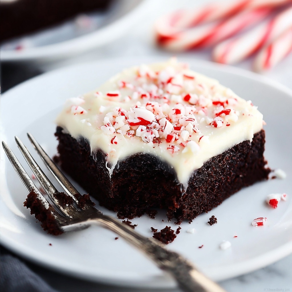 Chocolate Candy Cane Cheesecake Cake Recipe - Recipe Image