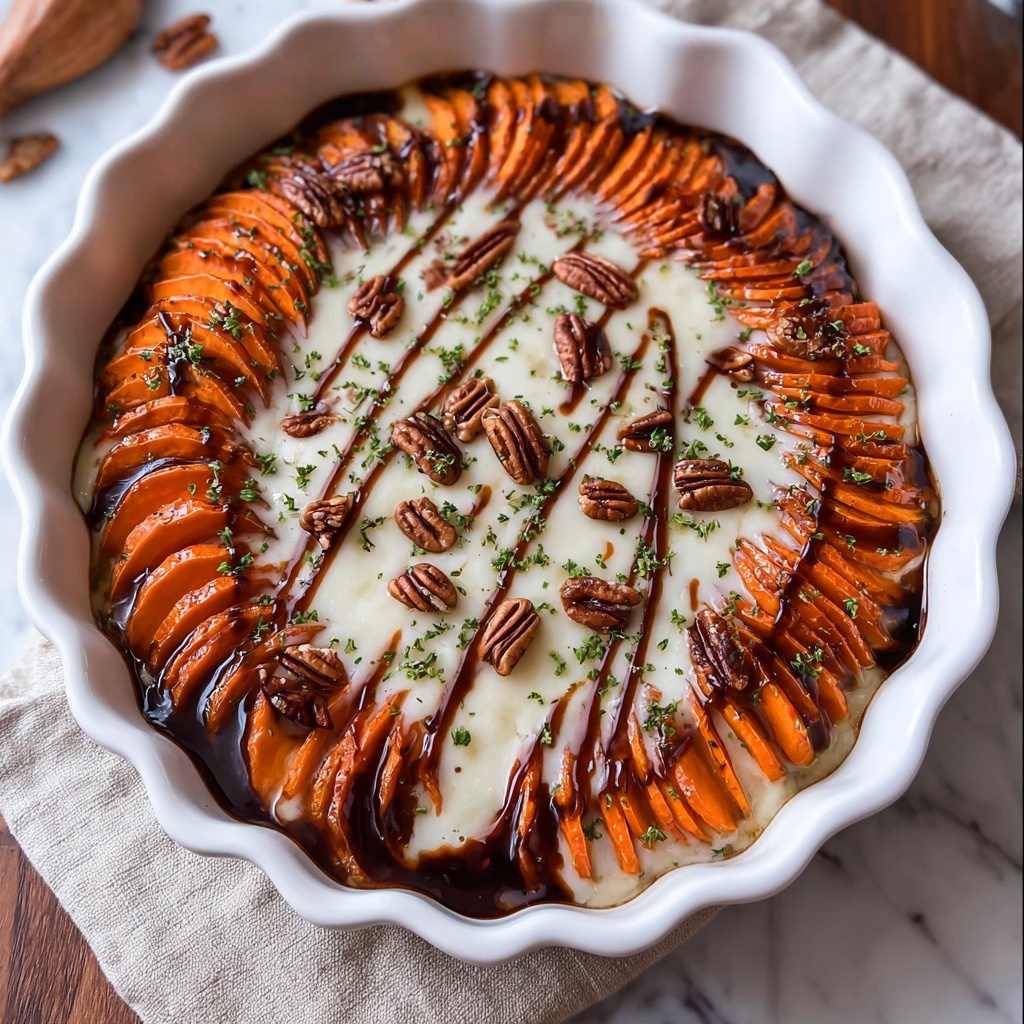 Creamy Baked Sweet Potatoes with Cheddar and Parmesan Recipe - Recipe Image