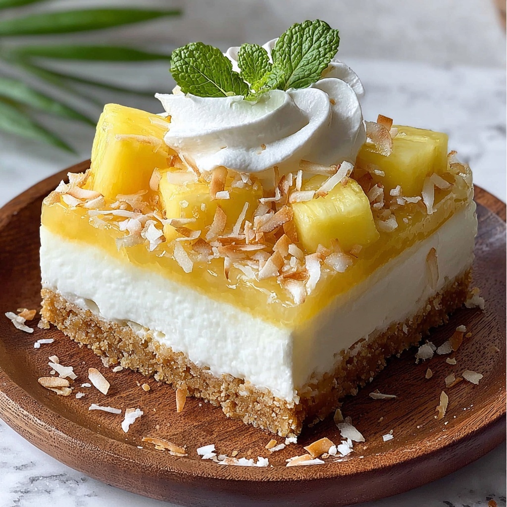 Coconut Pineapple Cheesecake Dessert: A Tropical Delight Recipe - Recipe Image
