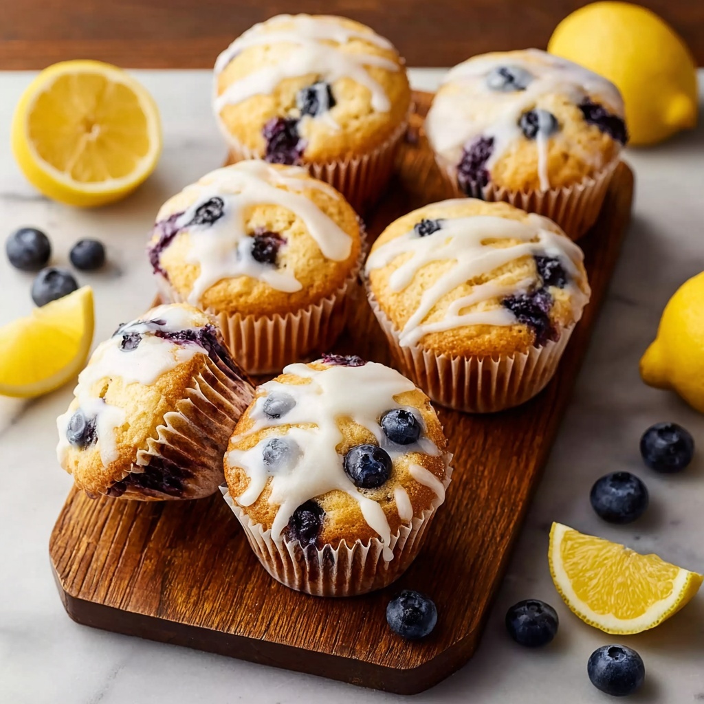 Blueberry Lemon Muffins with Bright Lemon Glaze Recipe - Recipe Image