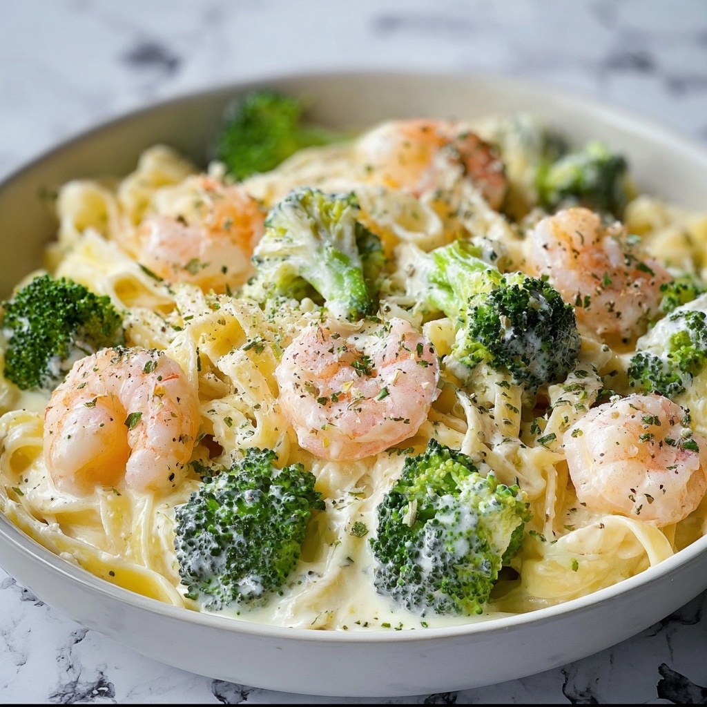 Broccoli Shrimp Alfredo Recipe - Recipe Image