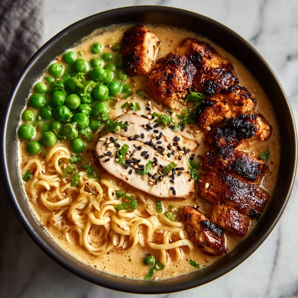 Fiery Chicken Ramen with Creamy Garlic Sauce Recipe - Recipe Image