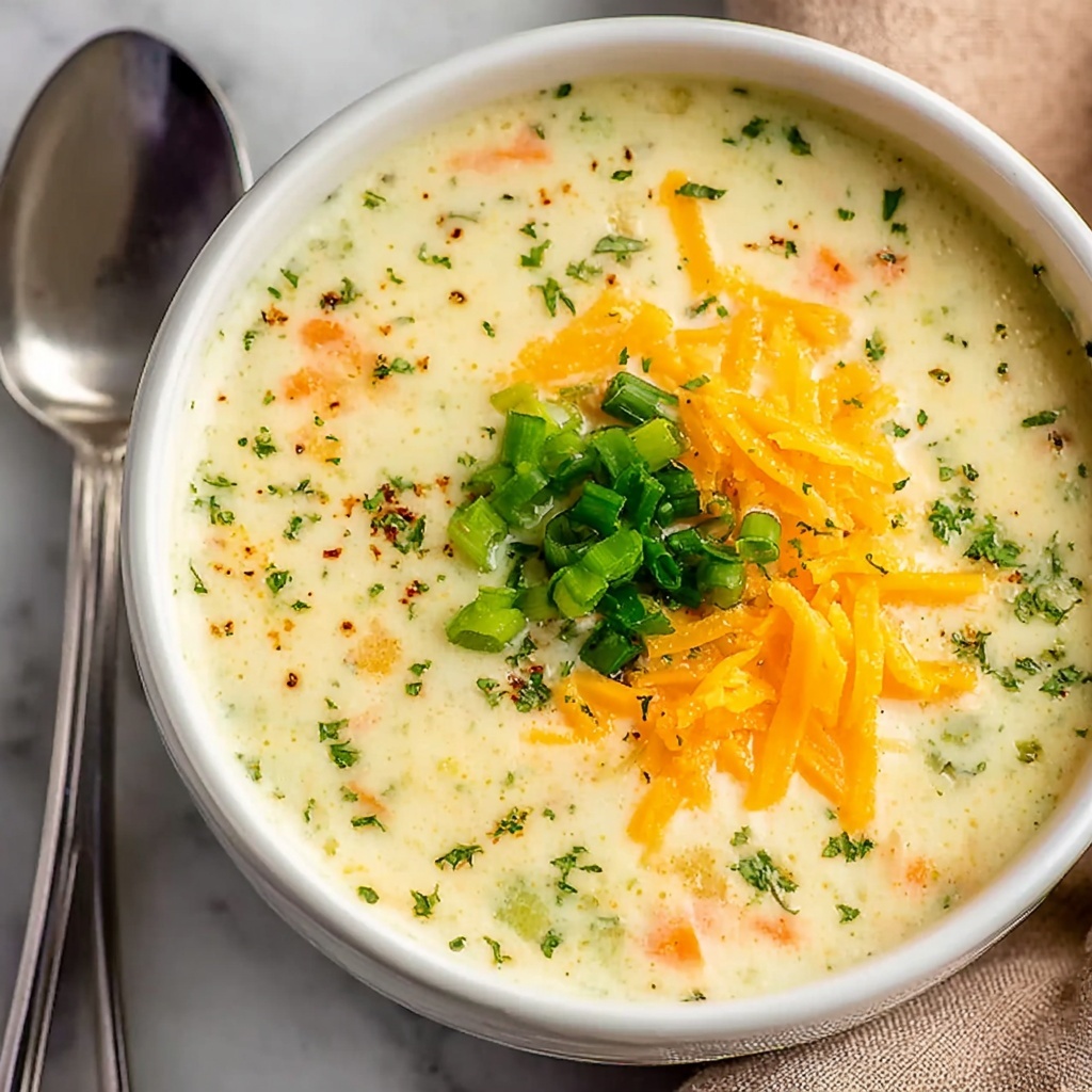 Creamy Potato and Carrot Soup with Cheddar and Green Onions Recipe - Recipe Image